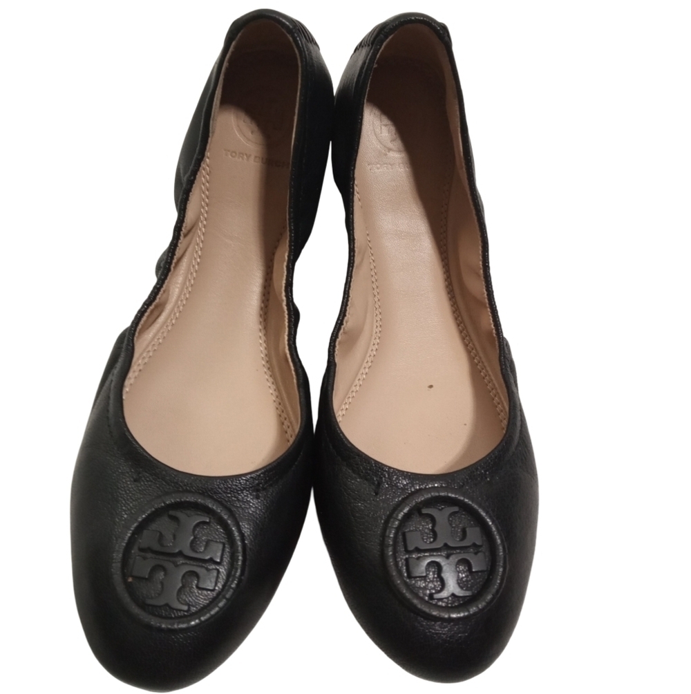 Tory Burch Women's Allie Black Leather Flat Loafers Size 7.5